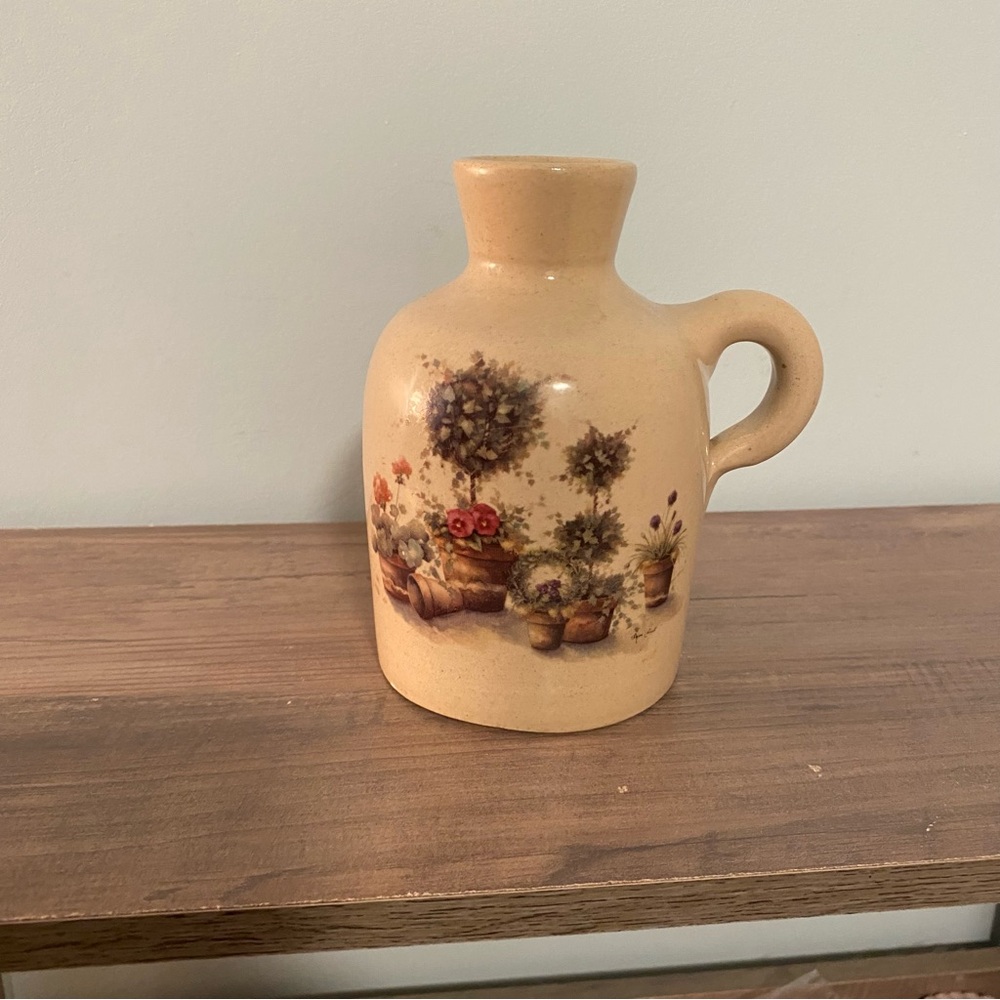 Vintage Yesteryears Marshall Texas Hand Turned Crock Pitcher Plants CottageCore